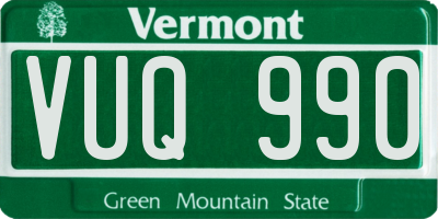 VT license plate VUQ990