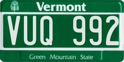 VT license plate VUQ992
