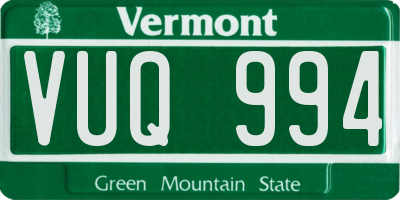 VT license plate VUQ994