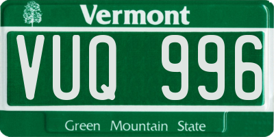 VT license plate VUQ996