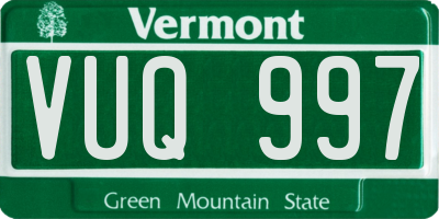 VT license plate VUQ997