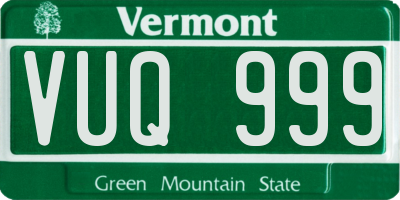VT license plate VUQ999