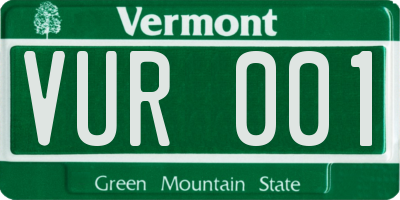 VT license plate VUR001