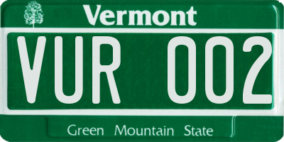 VT license plate VUR002
