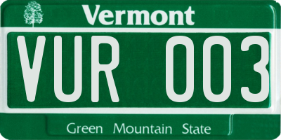 VT license plate VUR003