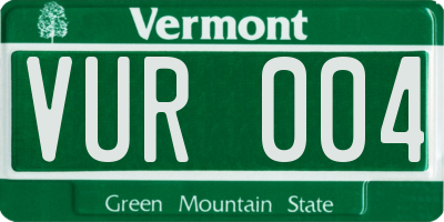VT license plate VUR004