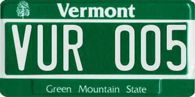 VT license plate VUR005