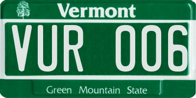 VT license plate VUR006