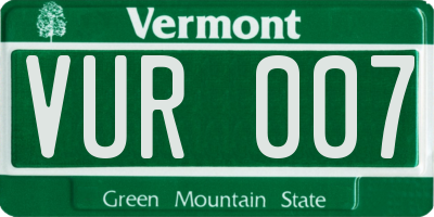 VT license plate VUR007