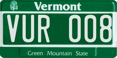 VT license plate VUR008