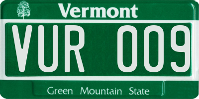 VT license plate VUR009