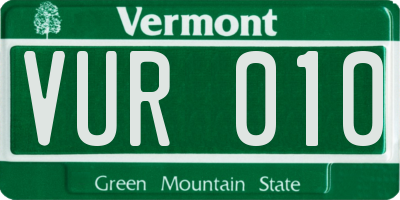VT license plate VUR010