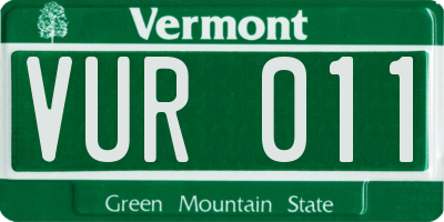 VT license plate VUR011