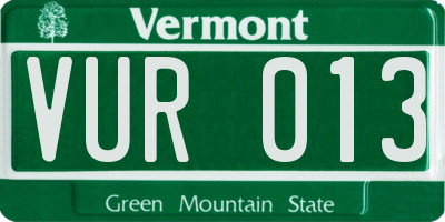 VT license plate VUR013