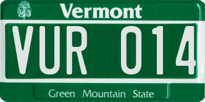 VT license plate VUR014