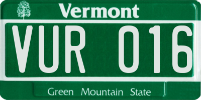 VT license plate VUR016