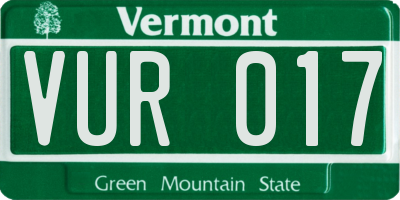 VT license plate VUR017