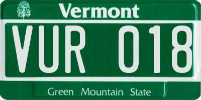 VT license plate VUR018