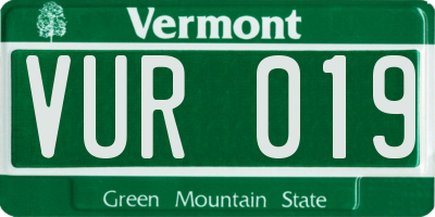 VT license plate VUR019