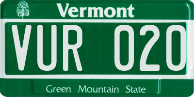 VT license plate VUR020