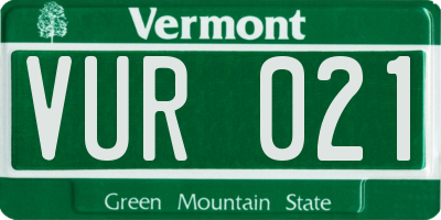 VT license plate VUR021