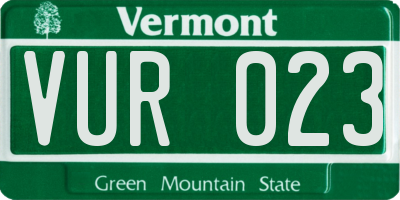 VT license plate VUR023