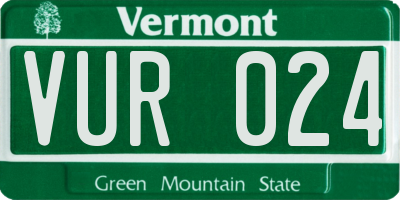 VT license plate VUR024