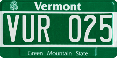 VT license plate VUR025