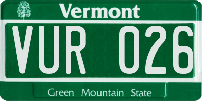 VT license plate VUR026