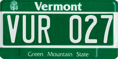 VT license plate VUR027