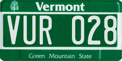 VT license plate VUR028