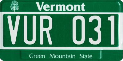 VT license plate VUR031