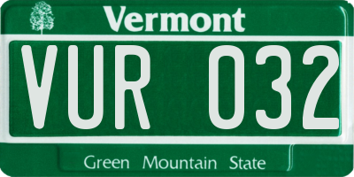 VT license plate VUR032