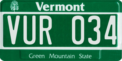 VT license plate VUR034