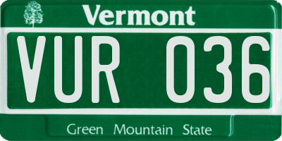 VT license plate VUR036