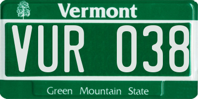 VT license plate VUR038