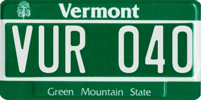 VT license plate VUR040