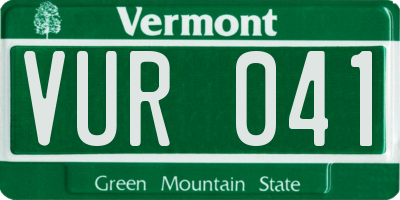 VT license plate VUR041