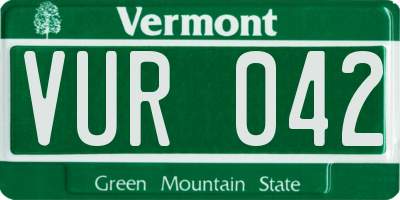 VT license plate VUR042