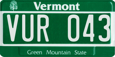 VT license plate VUR043