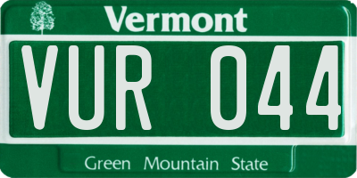 VT license plate VUR044