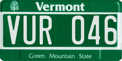 VT license plate VUR046