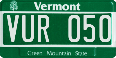VT license plate VUR050