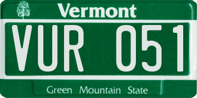 VT license plate VUR051