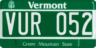 VT license plate VUR052