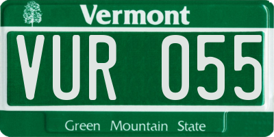 VT license plate VUR055