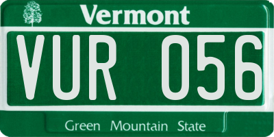 VT license plate VUR056