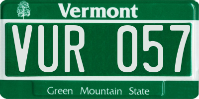 VT license plate VUR057