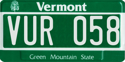 VT license plate VUR058