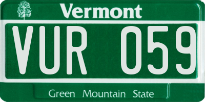 VT license plate VUR059